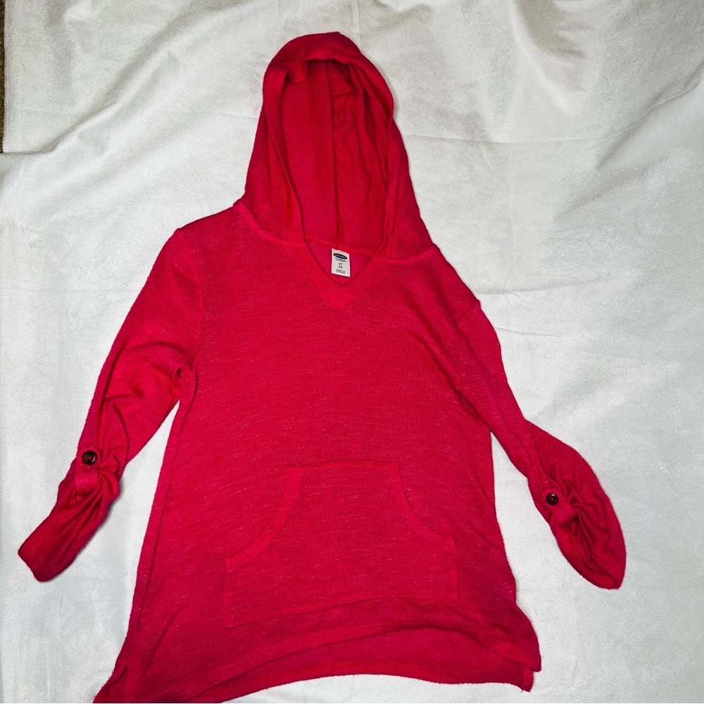 Old Navy Hot Pink Long Sleeve Hooded Sweater Top Girls 5T
